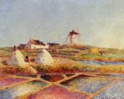 费迪南德 卢瓦扬 : Landscape with Mill near the Salt Ponds